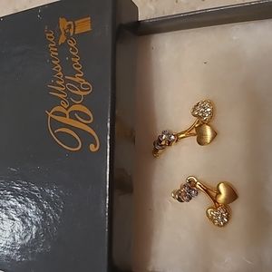Bellissima Choice Gold tone heart earrings.